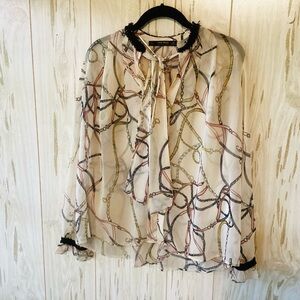 Zara Chain Pattern Blouse Size Small Multicolor Equestrian Horse Bridal